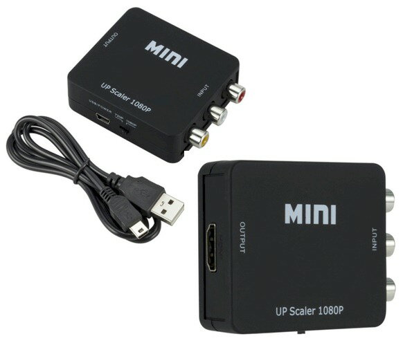 1080P フルハイビジョン対応 ビデオ映像 ステレオ音声 アップスケール AV HDMI変換器 AV HDMIコンバー..