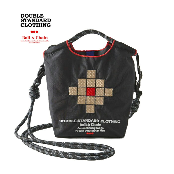 ダブルスタンダードクロージング×ボールアンドチェーン ball&chain ショルダーバッグ DOUBLE STANDARD CLOTHING×Ball&Chain ジオメトリックパターン GEOMETRIC PATTERN ナイロンバッグ ストラップ付き ブラック【2024春夏】のサムネイル
