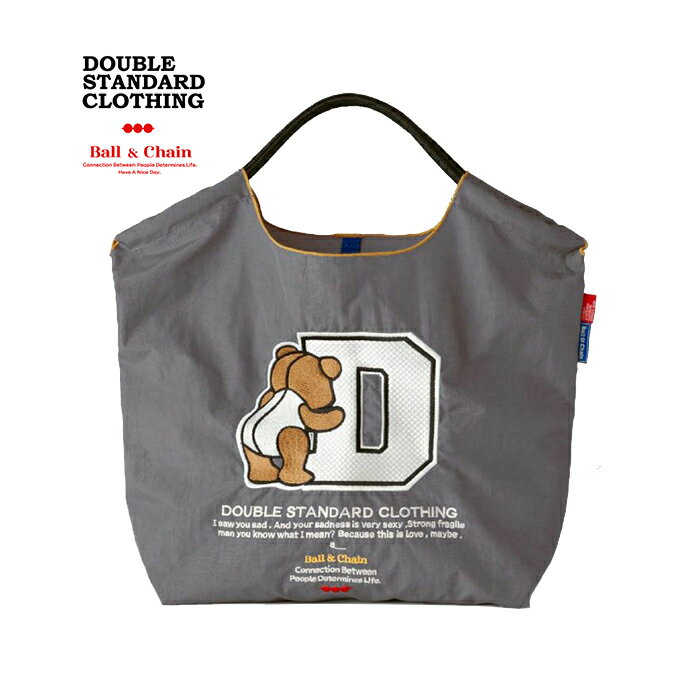 ダブルスタンダードクロージング×ボールアンドチェーン ショッピングバッグ DOUBLE STANDARD CLOTHING×Ball&Chain MIDIUM Dロゴベア エコバッグ トートバッグ Mサイズ ダブクマ ダブスタ グレー【2024春夏】のサムネイル