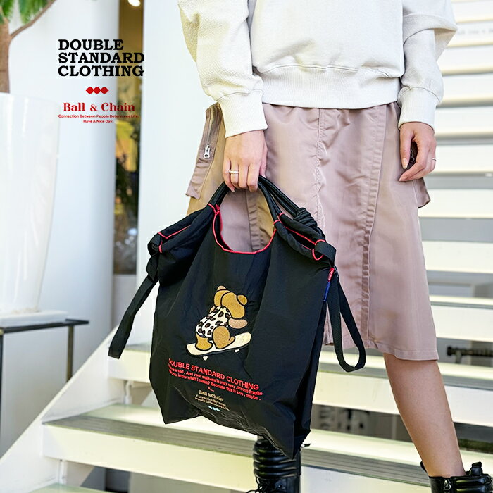 【人気再入荷】ダブルスタンダードクロージング×ボールアンドチェーン ショッピングバッグ DOUBLE STANDARD CLOTHING×Ball&Chain スケボーベア Mサイズ エコバッグ トートバッグ ダブスタ ブラック【2024秋冬】のサムネイル