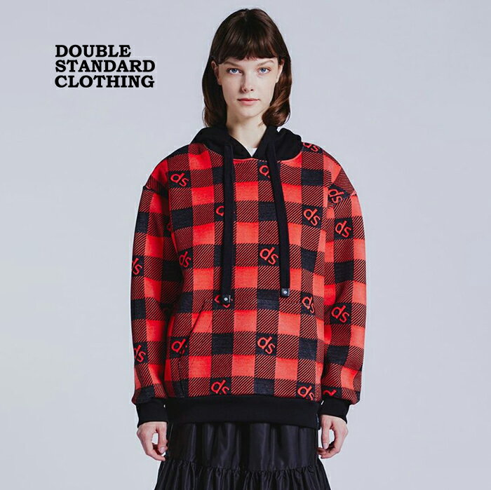 ダブルスタンダードクロージング パーカー DOUBLE STANDARD CLOTHING DSC dsチェックパーカー フーディ プルオーバー 長袖 ダブスタ レディース レッド×ブラック【2023秋冬】 1