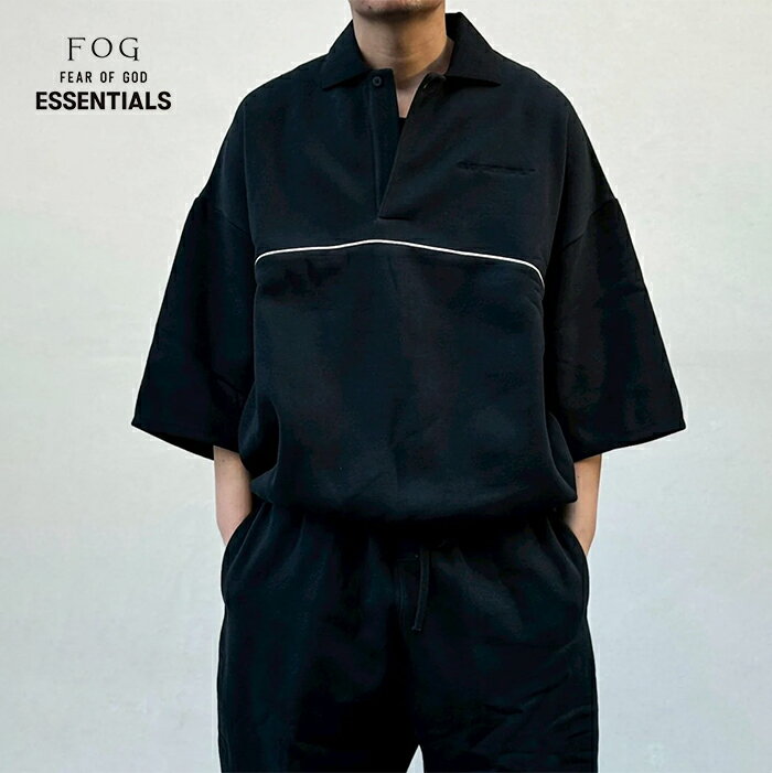 Rakuten - 【2026春夏新作】FOG ESSENTIALS FEAR OF GOD エフオージー エッセンシャルズ アクティブトレース 3/4スリーブ モダンポロスウェットシャツ トレーナー ポロシャツ メンズ VINTAGE BLACK