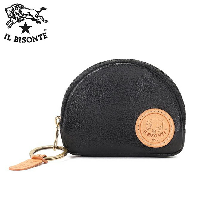 イル ビゾンテ コインパース【オールドロゴパッチコレクション】IL BISONTE コインケース 小銭入れ ミニウォレット キーリング オールドロゴ ブラック【ルック正規取扱店】【2025秋冬】