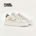 カール ラガーフェルド 厚底ホワイトスニーカー KARL LAGERFELD ローカットスニーカー レースアップスニーカー レザースニーカー ロゴ 本革 レディ...
