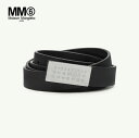 エムエム6 メゾンマルジェラ ナンバリングベルト MM6 Maison Margiela レザーベルト ロゴバックル メタルプレート BLACK ブラック【マル...