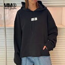 エムエム6 メゾンマルジェラ パーカー MM6 Maison Margiela フーディ プルオーバー 長袖 ロングスリーブ ナンバリングロゴ レディース BL...