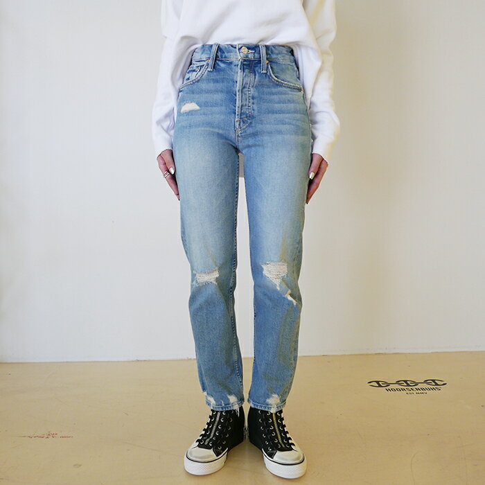 マザー デニムパンツ MOTHER THE TOMCAT クラッシュデニム ダメージデニム ストレッチデニム レディース 9910600158 IT BLUE ブルー【2020秋冬】