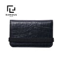 【予約商品】ラミダス カードケース RAMIDUS CARD CASE ミニウォレット カードポケット コインポケット ラバーバンド コンパクトサイズ イタリアンレザー クロコ型押し BLACK ブラック【2024春夏】