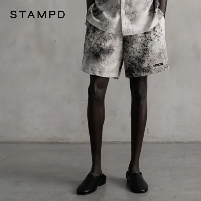 STAMPD スタンプド スプラッター トランク トランクショーツ ショートパンツ ハーフパンツ スプラッタープリント ドローコード メンズ ホワイト
