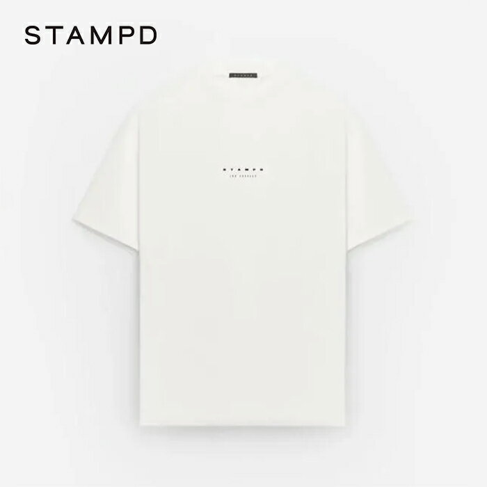 STAMPD スタンプド L.A スタックロゴ リラックスTシャツ クルーネック 半袖 ショートスリーブ ロゴ コットンジャージー メンズ クリーム