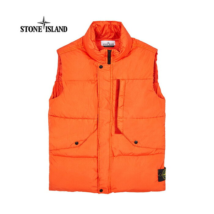 ダウンベスト STONE ISLAND ダウンジレ フーディ ジップアップ ストーンアイランド アウター メンズ ORANGE RED