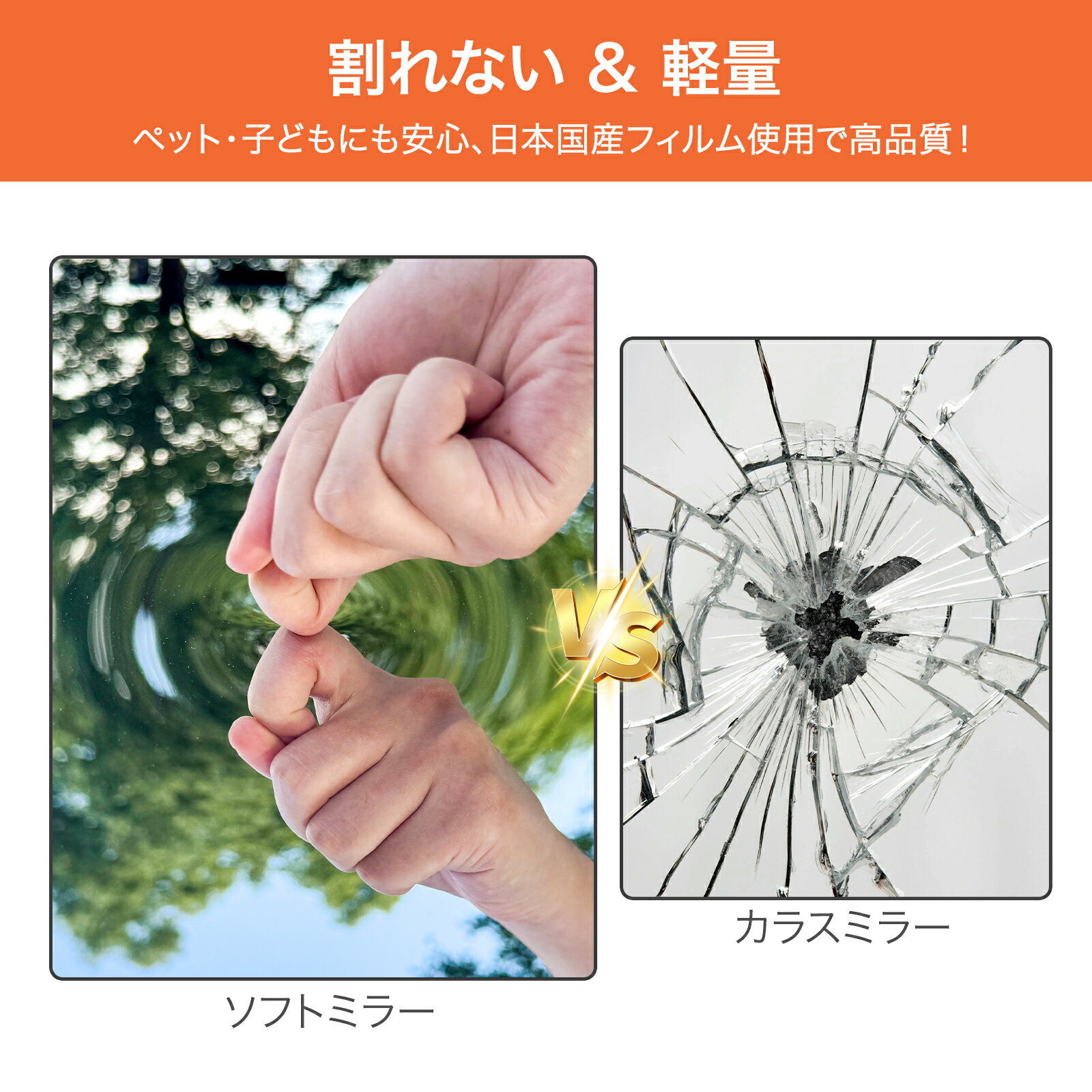 Brisafe 割れない鏡 フレームレス ダンス 鏡 超大型鏡 キャスター付き 全身鏡 スポーツミラー 姿見鏡 幅100×高さ170cm 幅80×高さ180cm ダンス教室 超大型フィルム ダンス ゴルフ ヨガ ピラティス フィットネス トレーニング 学校 3