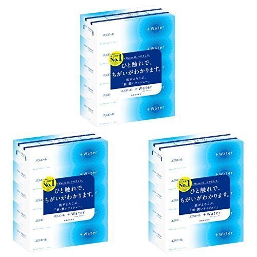 エリエール +Water(プラスウォーター) 180組360枚×5箱入り パルプ100% (5個パック×3個（15個）)