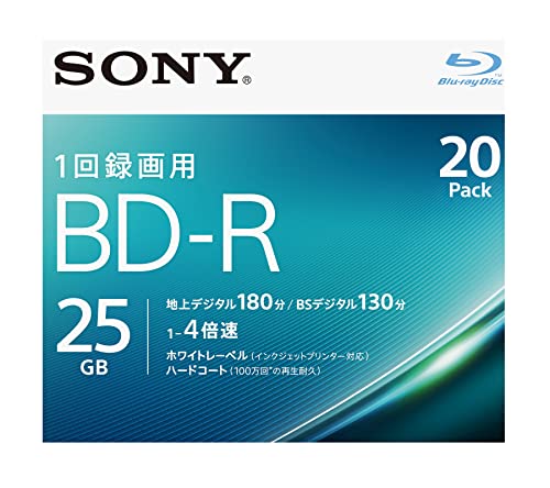 ソニー ブルーレイディスク BD-R 25GB (1枚あたり地デジ約3時間) 1回録画用 20枚入り 4倍速ダビング対応 ケース付属 20BNR