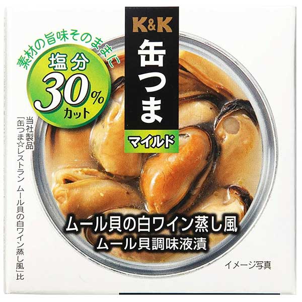 K&K 缶つまマイルド ムール貝の白ワイン蒸し風 [缶] 75g × 24個[ケース販売] [K&K国分 食品 缶詰 日本 ..