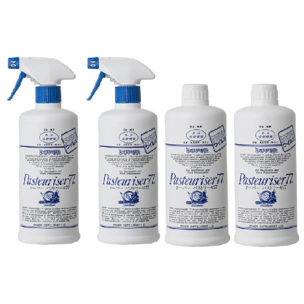 ドーバー パストリーゼ77 ヘッド付 500ml × 2本 + 詰替 500ml × 2本[セット販売] 送料無料(本州のみ)[沖縄お届け不可] アルコール消毒液 防菌 消臭 ウィルス 掃除 除菌 抗菌 pasteuriser77 [ドーバー洋酒] ギフト プレゼント 敬老の日 お歳暮 御歳暮