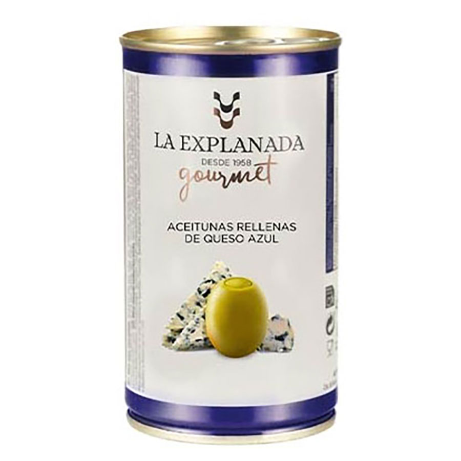 ラ エクスプラナーダ グルメ エディション ブルーチーズ入りグリーンオリーブ [缶] 350g x 15個[ケース販売][SOM スペイン 食品]
