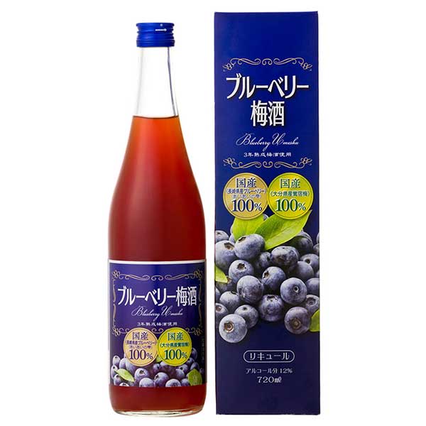 おおやま夢工房 ブルーベリー梅酒 [箱付] 12度 720ml x 12本[ケース販売] 送料無料(沖縄対象外) [おおやま夢工房 日本 大分県 リキュール 梅酒]