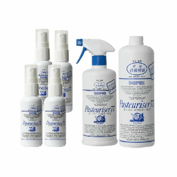 ドーバー パストリーゼ77 空容器 50ml × 4本 + ヘッド付 500ml + 詰替 1L 1000ml  送料無料(本州のみ)  アルコール消毒液 防菌 消臭 ウィルス 掃除 除菌 抗菌 アルコールスプレー pasteuriser77  あす楽対応 当日発送