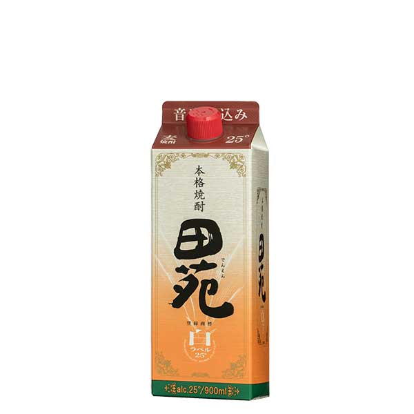 田苑 白ラベル 麦 25度 [紙パック] 900ml x 6本[ケース販売] 送料無料(沖縄対象外) [田苑酒造 麦焼酎 乙類 日本 鹿児島県]