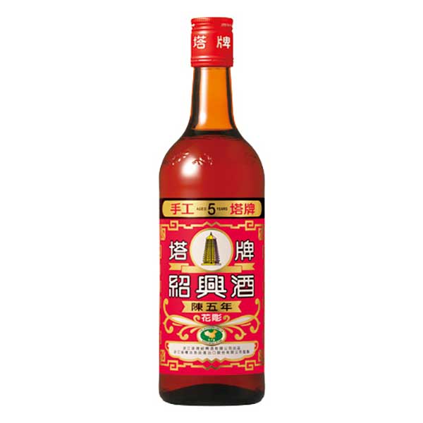 紹興酒 塔牌 花彫 陳五年 16度 [瓶] 600ml × 12本 [ケース販売] [宝酒造 中華人民共和国] ギフト プレ..