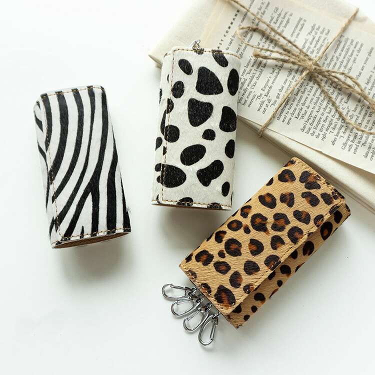 キーケース ハラコ調 【 アニマル柄 】 レザー 革 牛革 鍵 キーホルダー ゼブラ ダルメシアン おしゃれ..