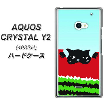 AQUOS CRYSTAL Y2 403SH ハードケース / カバー【IA815 すいかをかじるネコ(大) 素材クリア】 UV印刷 ★高解像度版(アクオスクリスタル ワイツー 403SH/403SHY/スマホケース)