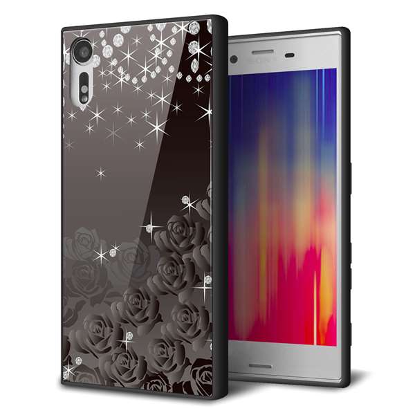 乐天商城 - Xperia XZ 601SO softbank エクスペリアXZ ケース カバー 背面 ガラス TPU デザイン 【 327 薔薇とダイヤモンド 】 ガラプリ スマホケース 携帯ケース MMLM