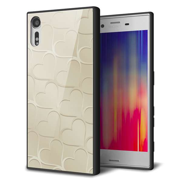 乐天商城 - Xperia XZ 601SO softbank エクスペリアXZ ケース カバー 背面 ガラス TPU デザイン 【 630 かくれハート 】 ガラプリ スマホケース 携帯ケース MMLM