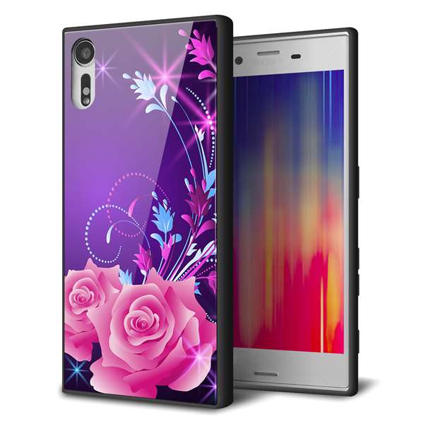 乐天商城 - Xperia XZ 601SO softbank エクスペリアXZ ケース カバー 背面 ガラス TPU デザイン 【 1177 紫色の夜 】 ガラプリ スマホケース 携帯ケース MMLM