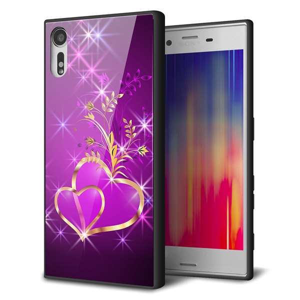 Rakuten - Xperia XZs 602SO softbank エクスペリアXZs ケース カバー 背面 ガラス TPU デザイン 【 1139 舞い降りるハート 】 ガラプリ スマホケース 携帯ケース MMLM