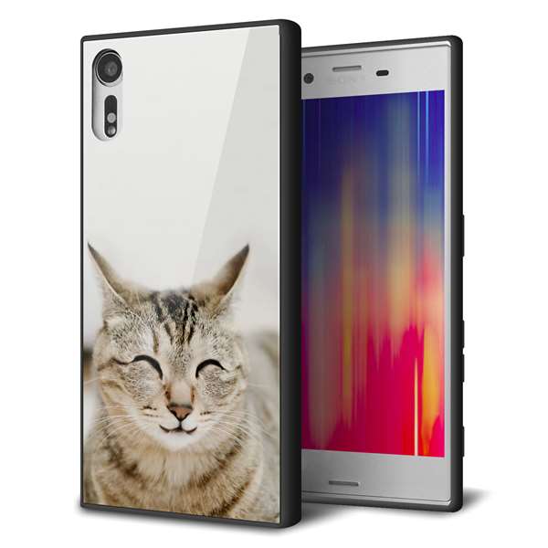 Rakuten - Xperia XZs 602SO softbank エクスペリアXZs ケース カバー 背面 ガラス TPU デザイン 【 VA801 笑福ねこ 】 ガラプリ スマホケース 携帯ケース MMLM
