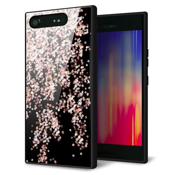 乐天商城 - Xperia XZ1 701SO ケース カバー 背面 ガラス TPU デザイン 【 1244 しだれ桜 】 印刷 光沢 MMLM