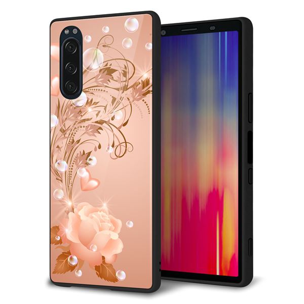 乐天商城 - softbank Xperia5 901SO ケース カバー スマホケース 背面 ガラス TPU ガラプリ 【1178 ラブリーローズ】 MMLM