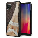 SoftBank AQUOS sense5G A004SH ケース カバー 背面 ガラス TPU デザイン ガラプリ 【KM888 ストッキング】 印刷 光沢 MMLM