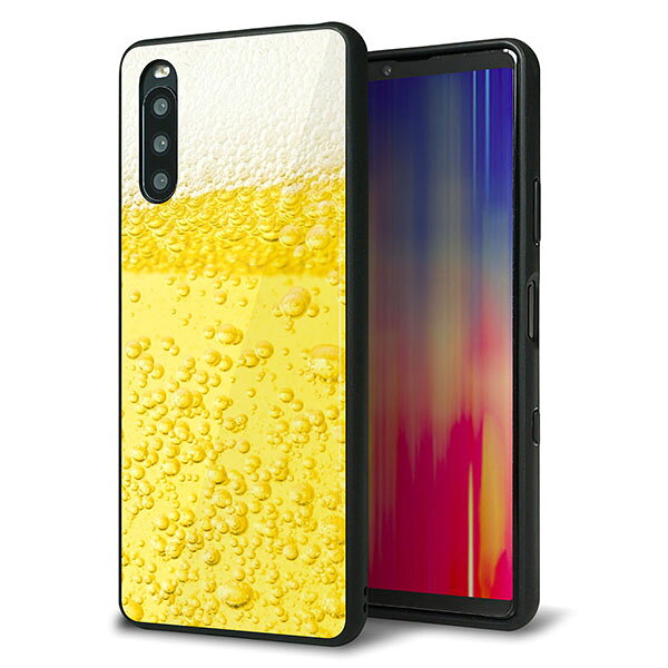 Rakuten - Y!mobile Xperia 10 III A102SO ケース カバー 背面 ガラス TPU デザイン ガラプリ 【450 生ビール】 印刷 光沢 MMLM