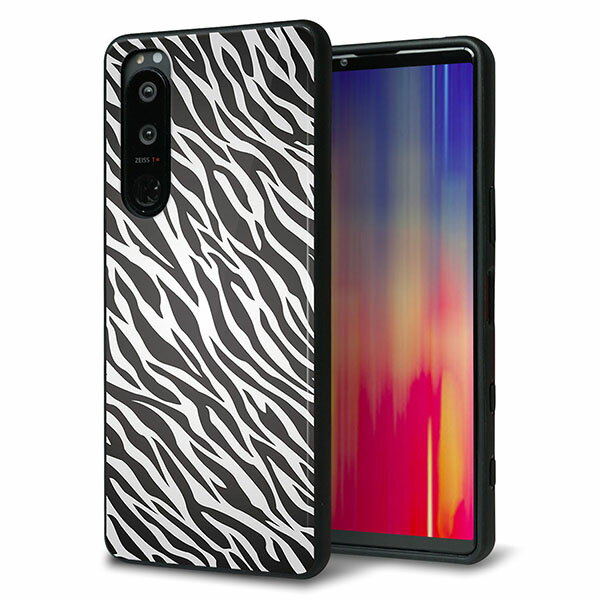 乐天商城 - SoftBank Xperia 5 III A103SO ケース カバー 背面 ガラス TPU デザイン ガラプリ 【1057 デザインゼブラGL】 印刷 光沢 MMLM