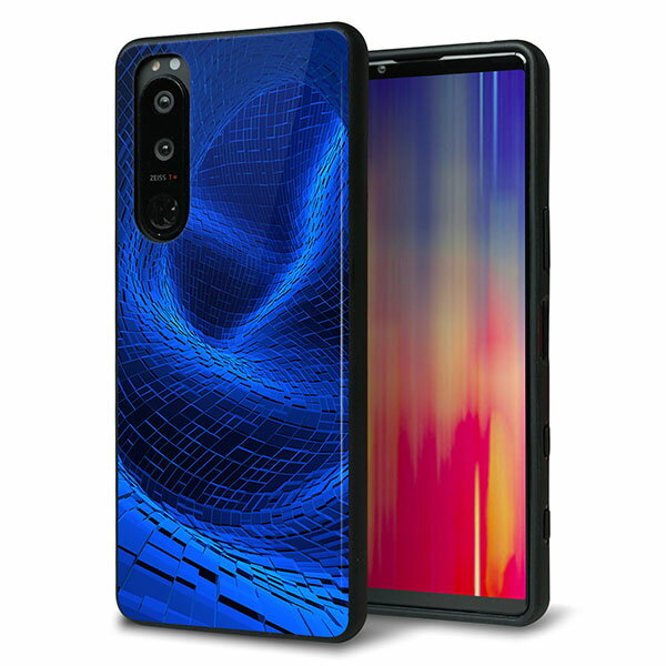 Rakuten - SoftBank Xperia 5 III A103SO ケース カバー 背面 ガラス TPU デザイン ガラプリ 【1302 ワープブルー】 印刷 光沢 MMLM
