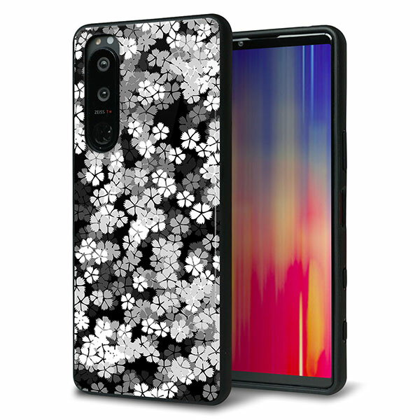 乐天商城 - SoftBank Xperia 5 III A103SO ケース カバー 背面 ガラス TPU デザイン ガラプリ 【1332 夜桜】 印刷 光沢 MMLM