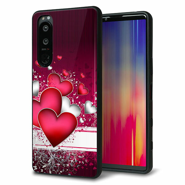 Rakuten - SoftBank Xperia 5 III A103SO ケース カバー 背面 ガラス TPU デザイン ガラプリ 【VA835 ハートの息吹】 印刷 光沢 MMLM