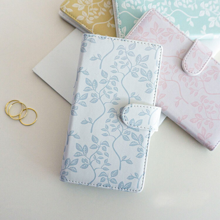 全機種対応 スマホケース 手帳型 【 ボタニカル リーフ 】ニュアンスカラー くすみカラー iphone se2 iPhone13 mini iPhone13 ...