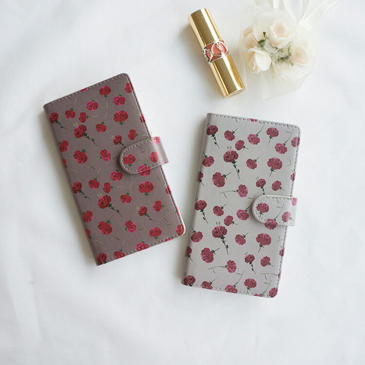 全機種対応 スマホケース 手帳型 【 カーネーション パターン 】花 小花 母の日 フラワー くすみ iphone se2 iPhone13 mini iPho...