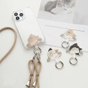多機種対応 スマホショルダー ストラップ止めパーツ TPUクリアケース HMストラップ付き 【 アニマル 】 猫 犬 ストラップホルダー MMLM
