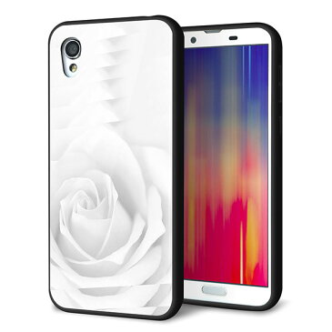 Android one S5 ケース カバー スマホケース 背面 ガラス TPU ガラプリ 【ホワイトRose 】 メール便送料無料