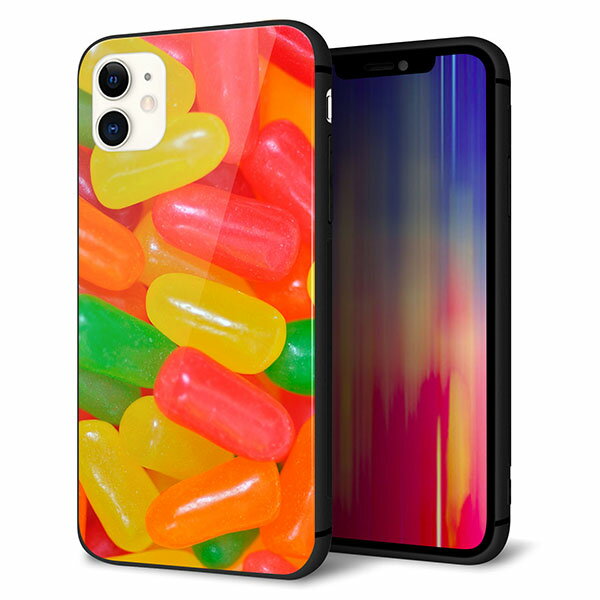 乐天商城 - iPhone11 (6.1インチ) ケース カバー スマホケース 背面 ガラス TPU ガラプリ 【ジェリービーンズ 】 ストラップ穴 ストラップホール付き MMLM