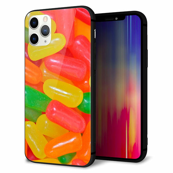 乐天商城 - iPhone11 Pro (5.8インチ) ケース カバー スマホケース 背面 ガラス TPU ガラプリ 【ジェリービーンズ 】 ストラップ穴 ストラップホール付き MMLM