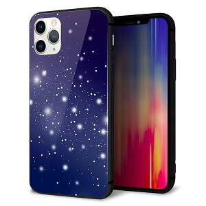 iPhone11 Pro (5.8インチ) ケース カバー スマホケース 背面 ガラス TPU ガラプリ 【天空の川 】 ストラップ穴 ストラップホール付き MMLM
