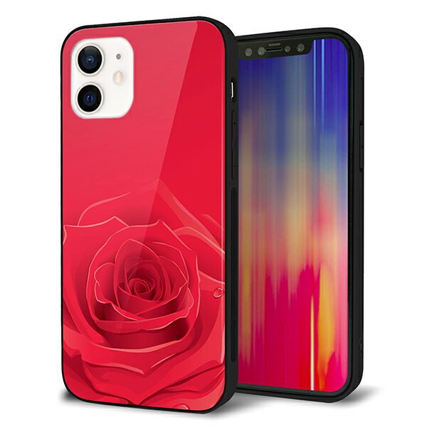 Rakuten - iPhone12 ケース カバー スマホケース 背面 ガラス TPU ガラプリ 【赤いバラ】 MMLM