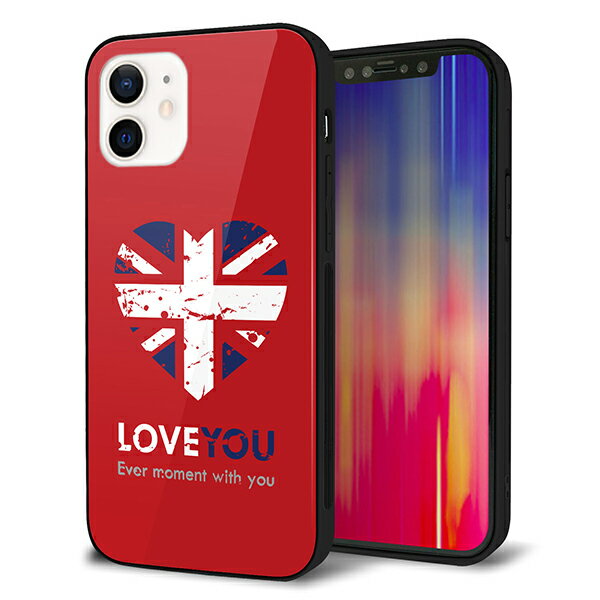 乐天商城 - iPhone12 ケース カバー スマホケース 背面 ガラス TPU ガラプリ 【ユニオンジャック ハートビンテージレッド】 MMLM