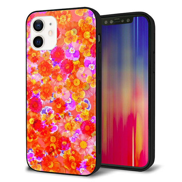乐天商城 - iPhone12 ケース カバー スマホケース 背面 ガラス TPU ガラプリ 【リバティプリント フルールドパルファン レッド】 MMLM